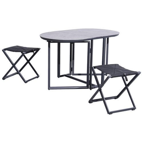 Pack Balcon 1 table + 2 tabourets graphite Proloisirs
