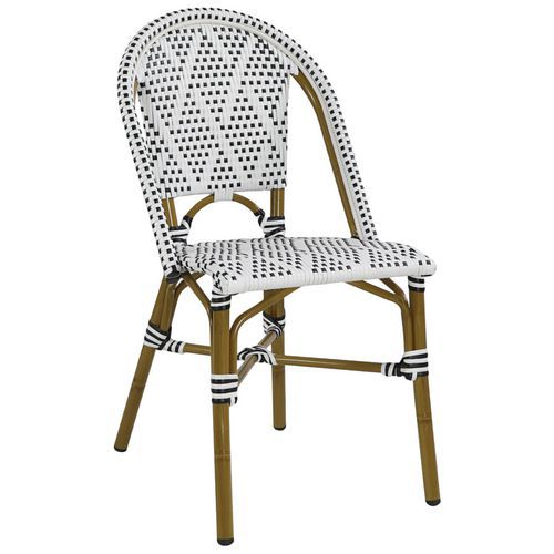 Lot de 2 chaises Paris 3 Spécial wicker blanc noir/bamboo look Proloisirs