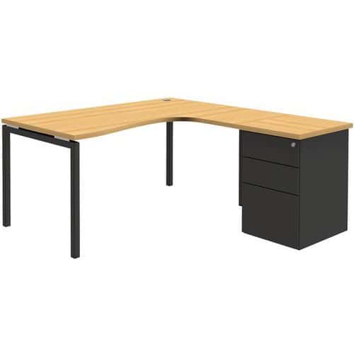 Bureau compact avec caisson - Hêtre -  Open