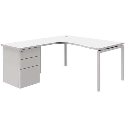 Bureau compact avec caisson Open - Blanc/ blanc