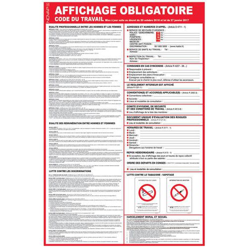 Panneau de signalisation - Affichage code du travail - Novap