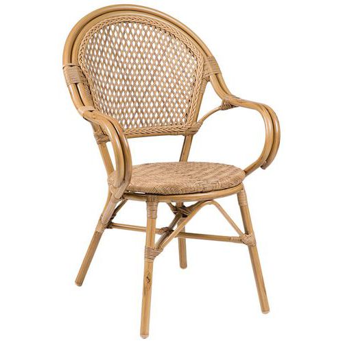 Fauteuil Savannah structure alu assise et dossier wicker Stamp