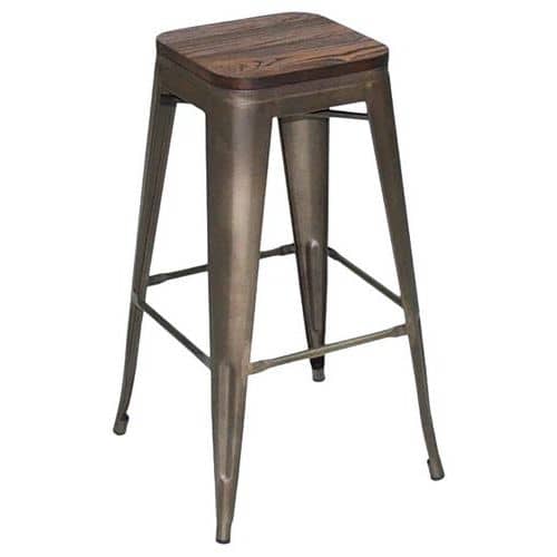 Tabouret Mill structure métal assise bois Stamp