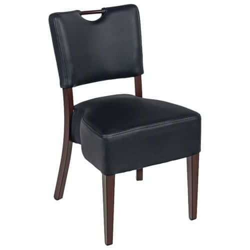 Chaise Verone structure hêtre massif assise et dossier tissu PVC Stamp