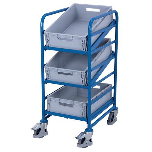 Chariot avec bacs norme Europe - 410 x 610 mm - Capacité 200 Kg