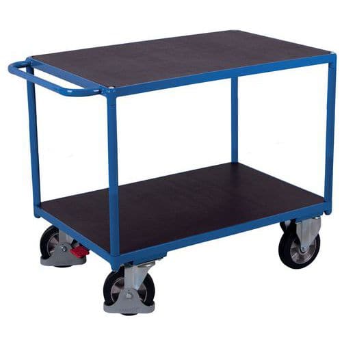 Chariot ergonomique 2 plateaux antidérapants - Capacité 1000 Kg