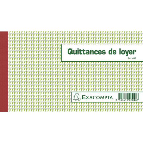 Manifold Quittances de loyer Exacompta - 12,5 x 21 cm - 50 feuillets triple - Autocopiant