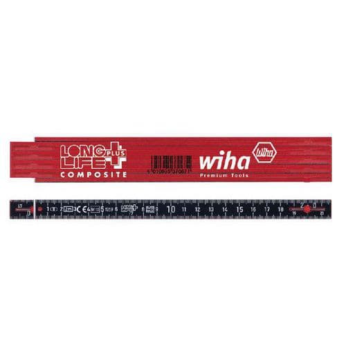 Mètre pliant Longlife Plus Composite 2m rouge et noir - WIHA