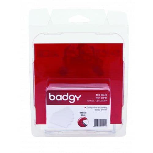 Carte fine PVC - Blanc  - Paquet de 100 - Sogedex