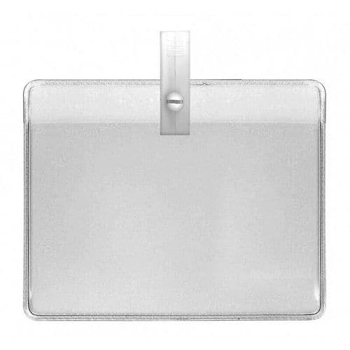 Porte-badge souple avec pince plastique - Blanc  -Lot de 100 - Sogedex