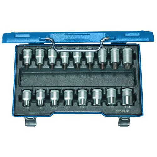 Coffret douilles tournevis 1/2 17 pièces Torx ITX19TX-017 - Gedore