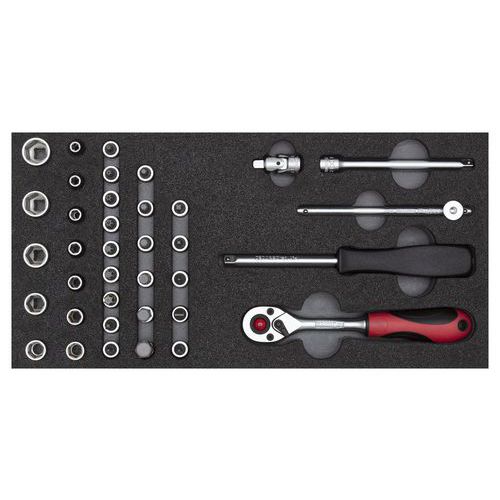 Jeu douilles 1/4 en module 1/3 37 pièces R22150006 - GedoreRed