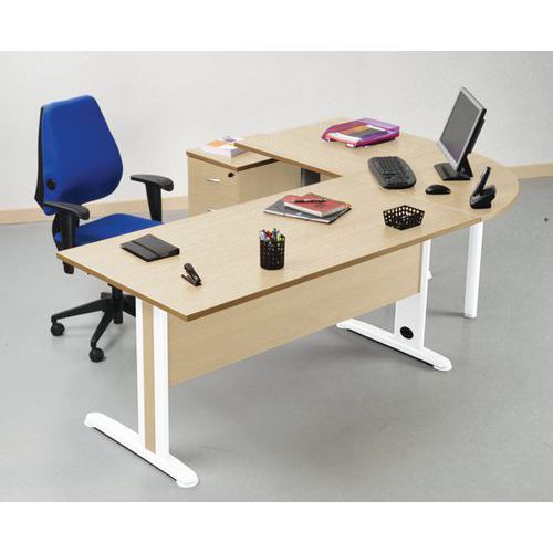 Bureau 160/80cm avec retour 90° et caisson Quatuor - Manutan Expert