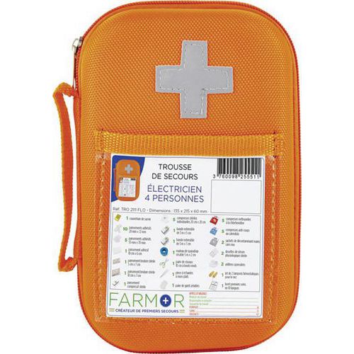 Trousse de secours Électricien 4 personnes Polyuréthane Orange -FARMOR