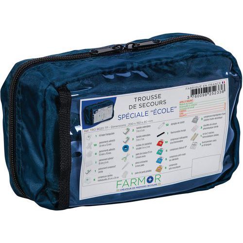 Trousse de secours École grand modèle en tissu vert - FARMOR