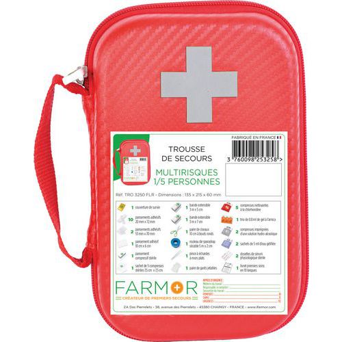 Trousse de secours 5 personnes en EVA/polyuréthane Rouge - FARMOR