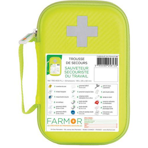 Trousse de secours S.S.T en Polyuréthane Jaune Fluo - FARMOR