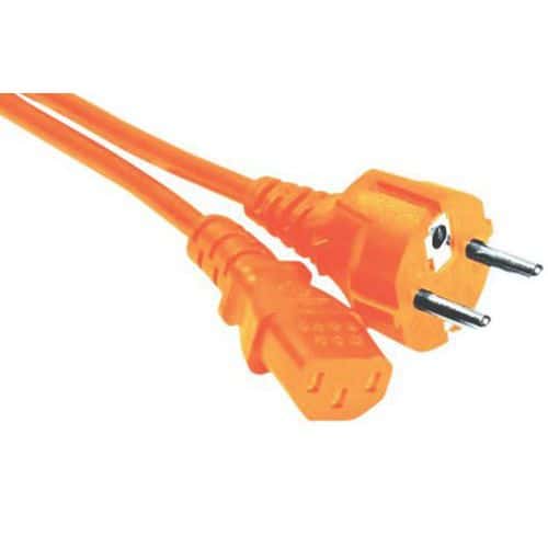 Cordon d'alimentation PC CEE7 droit / C13 orange - 1,8 m