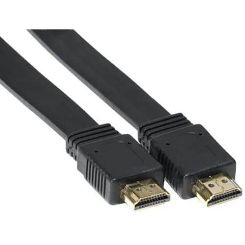 Cordon HDMI haute vitesse plat noir  - 2,0m