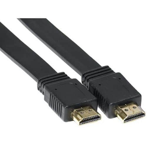 Cordon HDMI haute vitesse plat noir  - 3 m