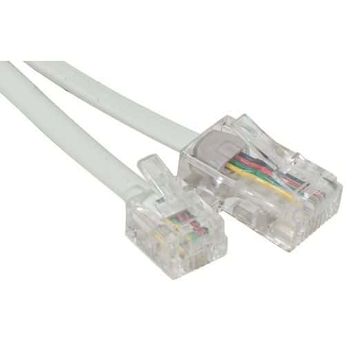 Cordon téléphonique RJ11 vers RJ45 Blanc - 10.00M