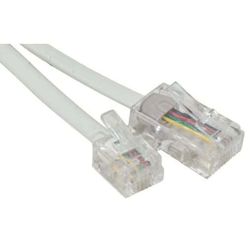 Cordon téléphonique RJ11 vers RJ45 Blanc - 15.00M