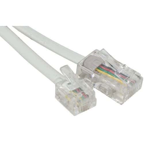 Cordon téléphonique RJ11 vers RJ45 Blanc - 5.00M