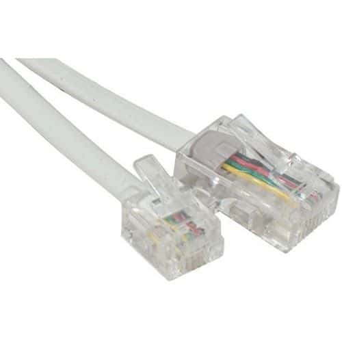 Cordon téléphonique RJ11 vers RJ45 Blanc - 7.00M