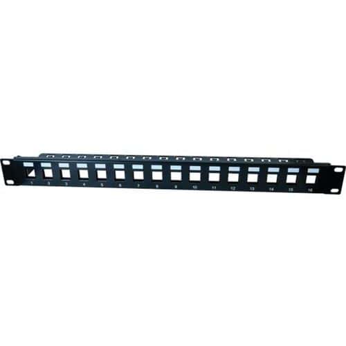 Panneau 1U 16 ports STP keystone avec support cables