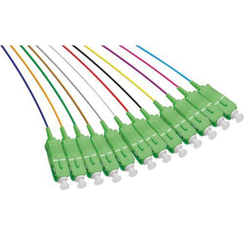 Set de 12 connecteurs panachés PIGTAIL OS2 SC/APC LSOH - 2m