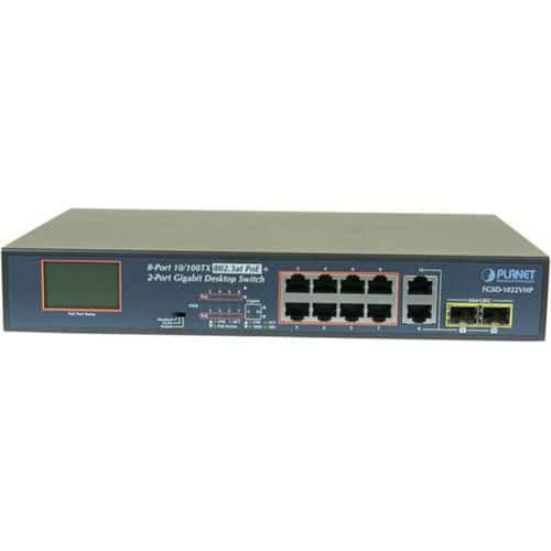 Switch 8P PoE+ 120W, écran LCD, 2G et 2SFP