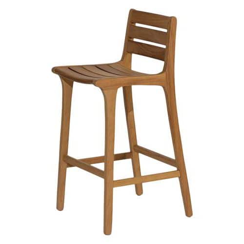 Tabouret haut Emma - assise dossier et piètement Iroko