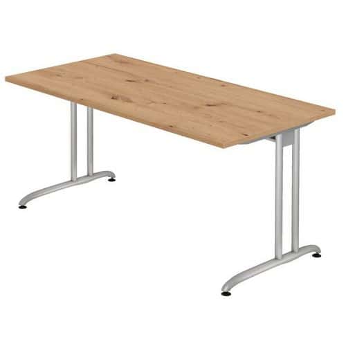 Bureau chêne noueux 160cm piètement alu - Gamme Miro