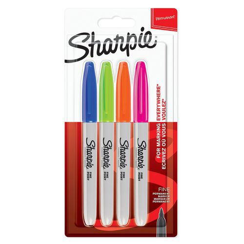 Lot de 4 Marqueurs permanent Sharpie Fine - assortis fun - Sharpie®