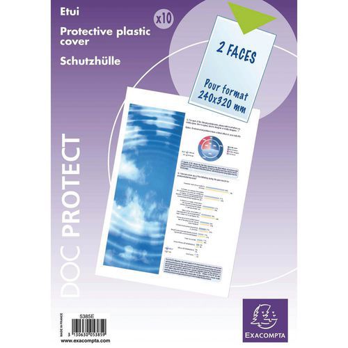 Sachet 10 étuis de protection simples pvc lisse A4 maxi - Exacompta