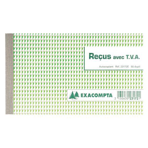 Manifold reçus avec TVA 10,5x18cm 50 feuillets dupli