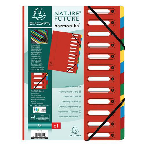 Trieur harmonika® à fenêtres avec élastique 12 compartiments