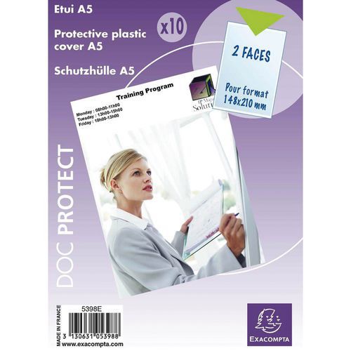 Sachet de 10 étuis de protection simple pvc lisse A5