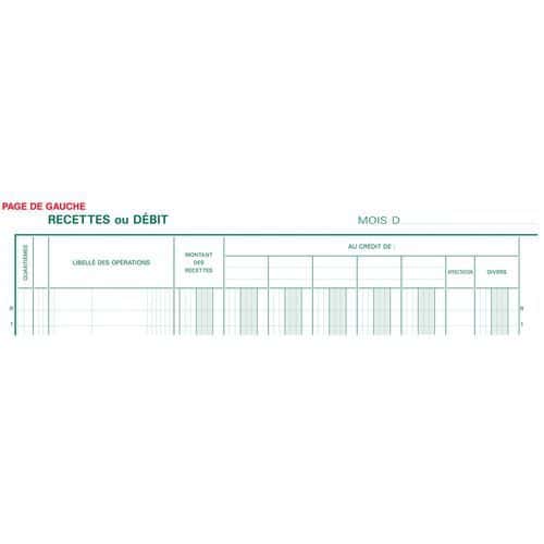Piqûre 32x25cm journal de caisse ou banque 5 débit 5 crédit