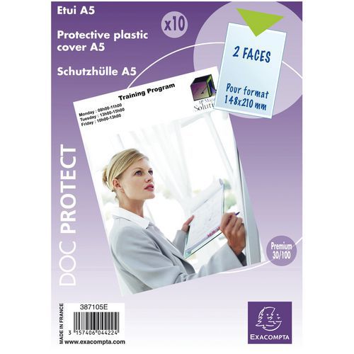 Sachet de 10 étuis de protection simples pvc de qualité A5