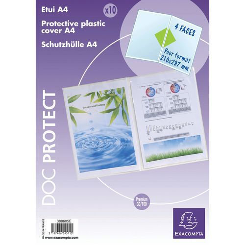 Sachet de 10 étuis de protection doubles pvc de qualité A4