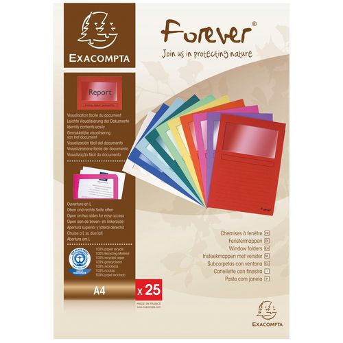 Paquet de 25 chemises à fenêtre forever 120g/m² - 22x31cm