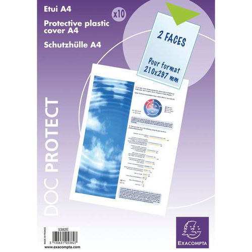 Sachet de 10 étuis de protection simple pvc lisse 15/100e A4