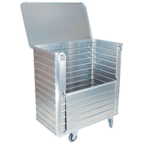 Chariot conteneur aluminium - Panneau 1/2 rabattable