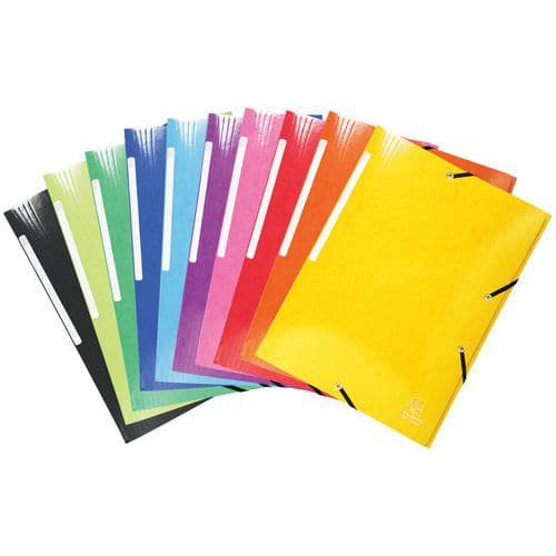 Chemise à élastique carte lustrée pelliculée 3 rabats - A4 -  Coloris assortis - Jeu de 25