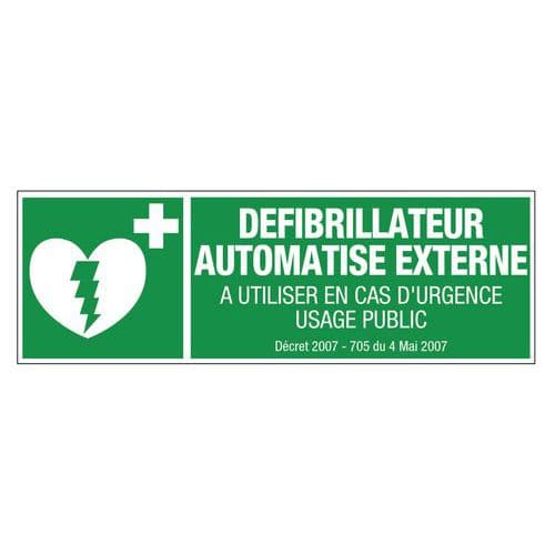 Panneau d'évacuation - Défibrillateur automatisé externe - Rigide