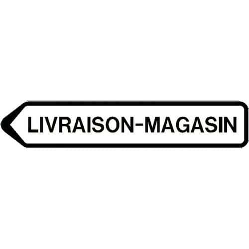 Panneau directionnel grande hauteur double message - Livraison-magasin - Longueur 1300 mm