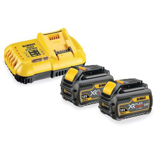 Pack 2 batteries XR Flexvolt 18V/54V 6Ah/2Ah chargeur rapide - Dewalt