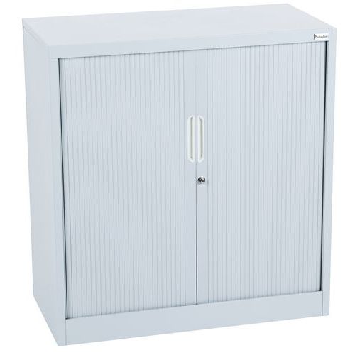 Armoire basse avec portes à rideaux - Gris clair Aris - Manutan Expert