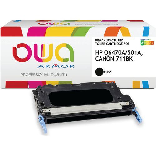 Toner remanufacturé HP Q6470A - Canon 711BK - Noir - Owa